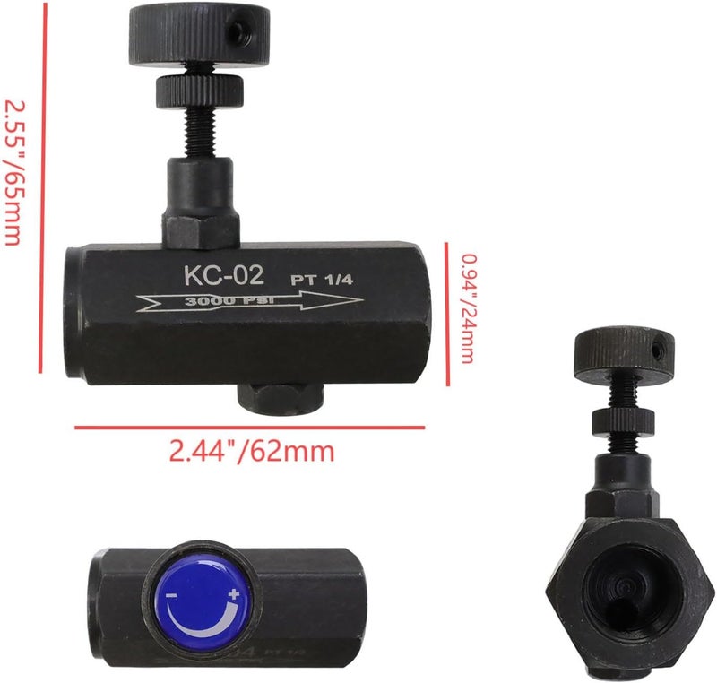 Nicerity Flow Control Valve 1/4" Throttle Valve Check Valve Carbon Steel Hydraulic (Black) - Image 2